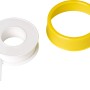 Gewindedichtband, 12mm breit, auf Rolle mit gelbem Spender. Teflonband zum Abdichten von Gewinden.