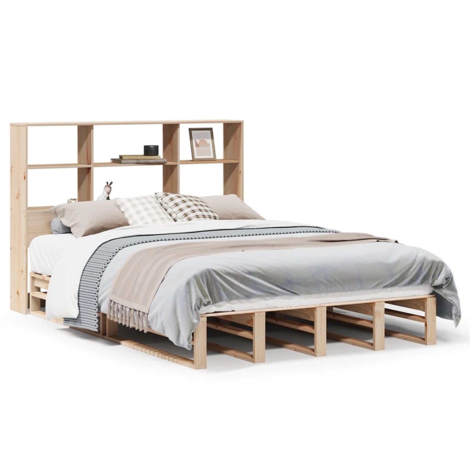 vidaXL Massivholzbett mit Regal ohne Matratze 120x190 cm Massivholz 3323941 günstig online kaufen