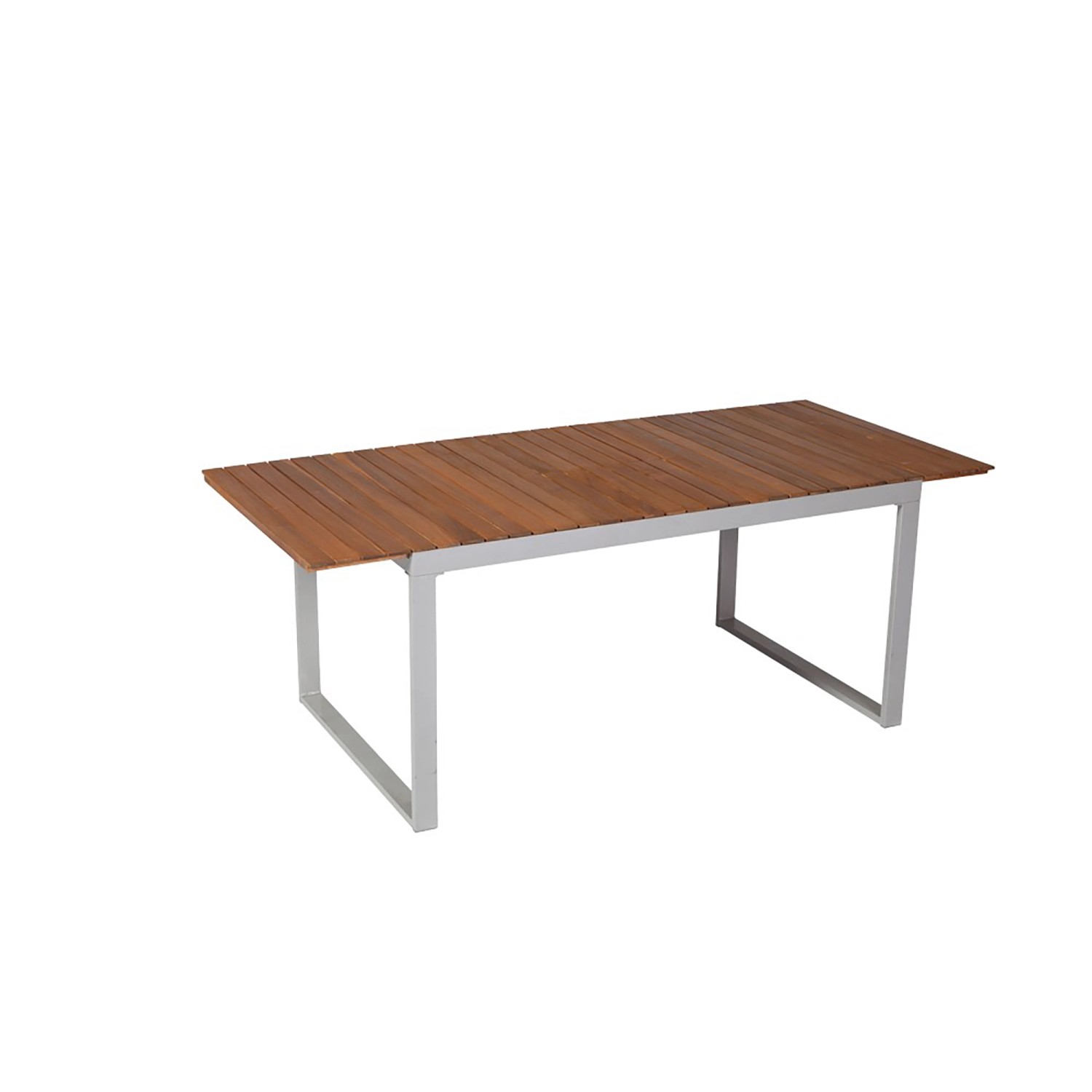 Ausziehbarer Gartentisch aus Akazienholz mit Aluminiumgestell, Teil des Merxx Siena 5-tlg. Gartenmöbel-Sets.