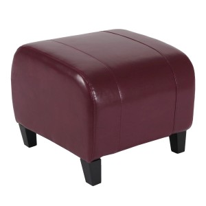 Roter MCW Sitzhocker Aversa mit Kunstlederbezug und schwarzen Füßen.