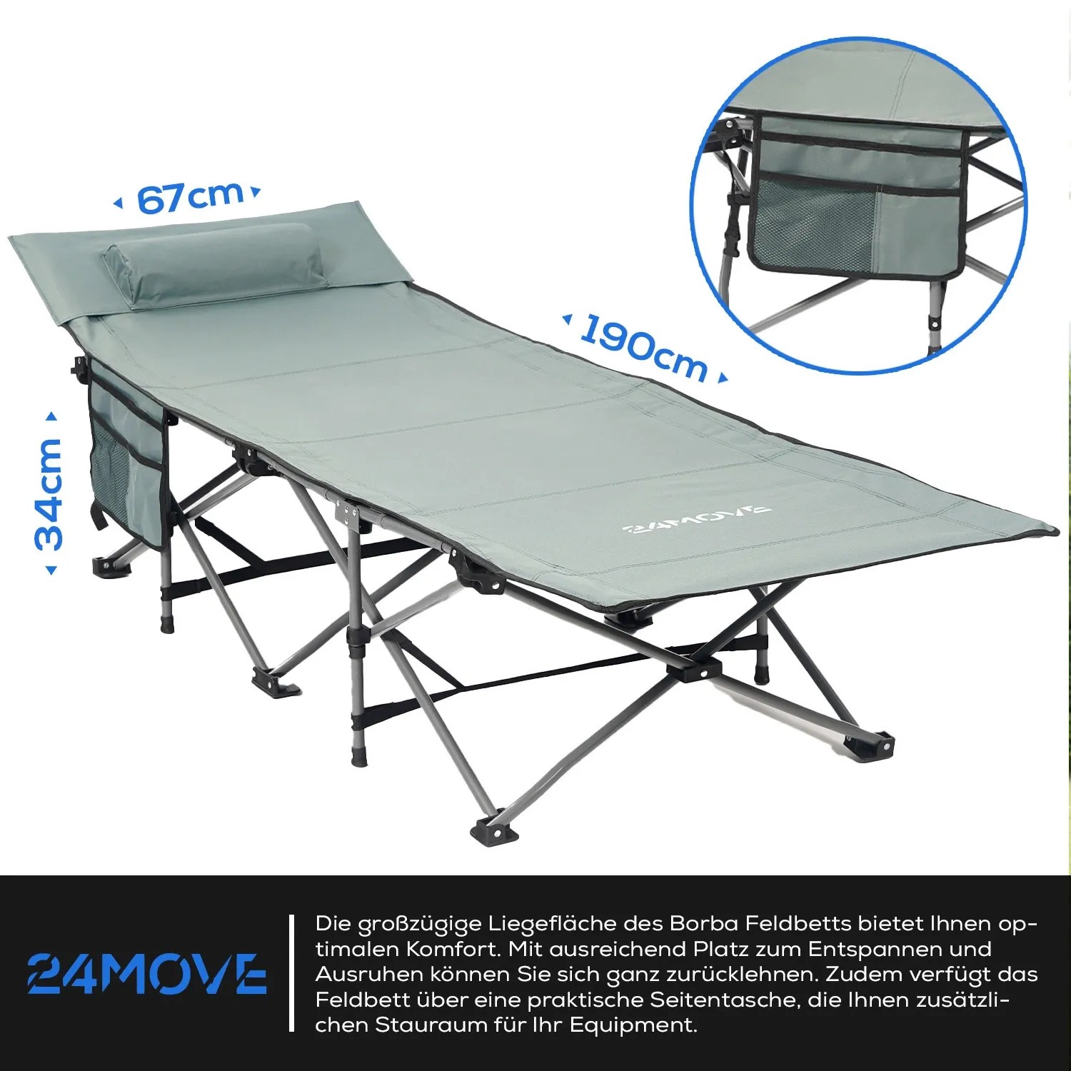 24MOVE Feldbett Campingbett Outdoor 150 kg faltbar kaufen bei OBI