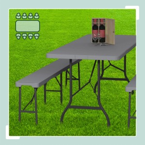 Relaxdays Bierzeltgarnitur mit 2 Bänken Stahl Grau Klappbar 180 cm x 74 cm x 73 cm 26,9 kg