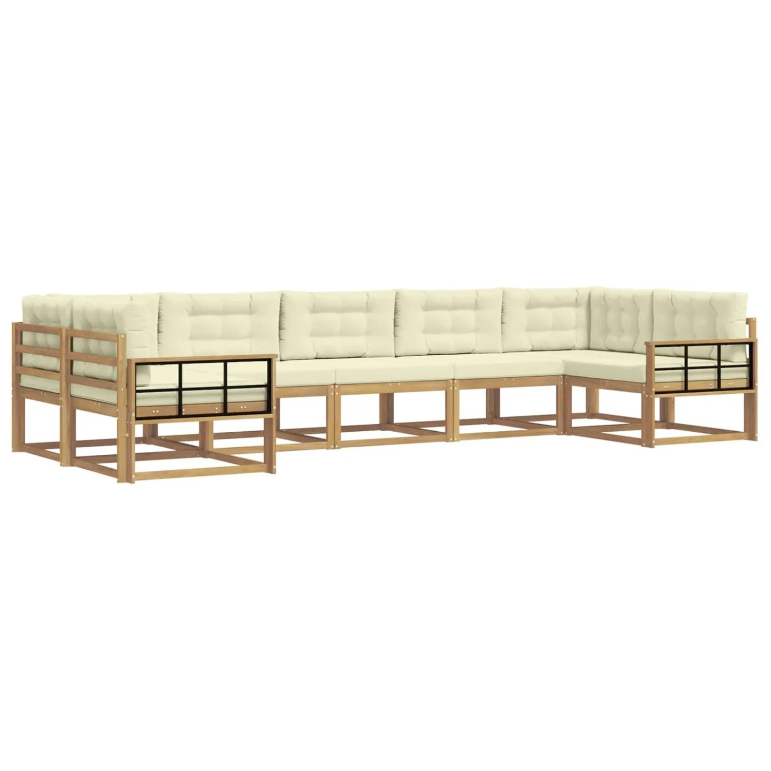 vidaXL Outdoor-Sofagarnitur mit Kissen 7 Stk Weiß und Creme 3386979