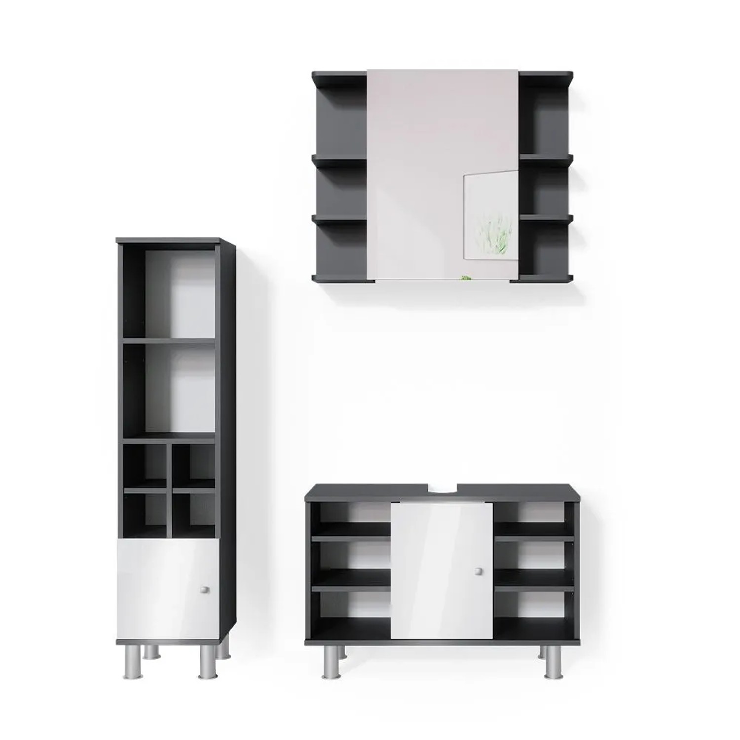 Vicco Badmöbel-Set Fynn Anthrazit 80 x 54 3-teilig