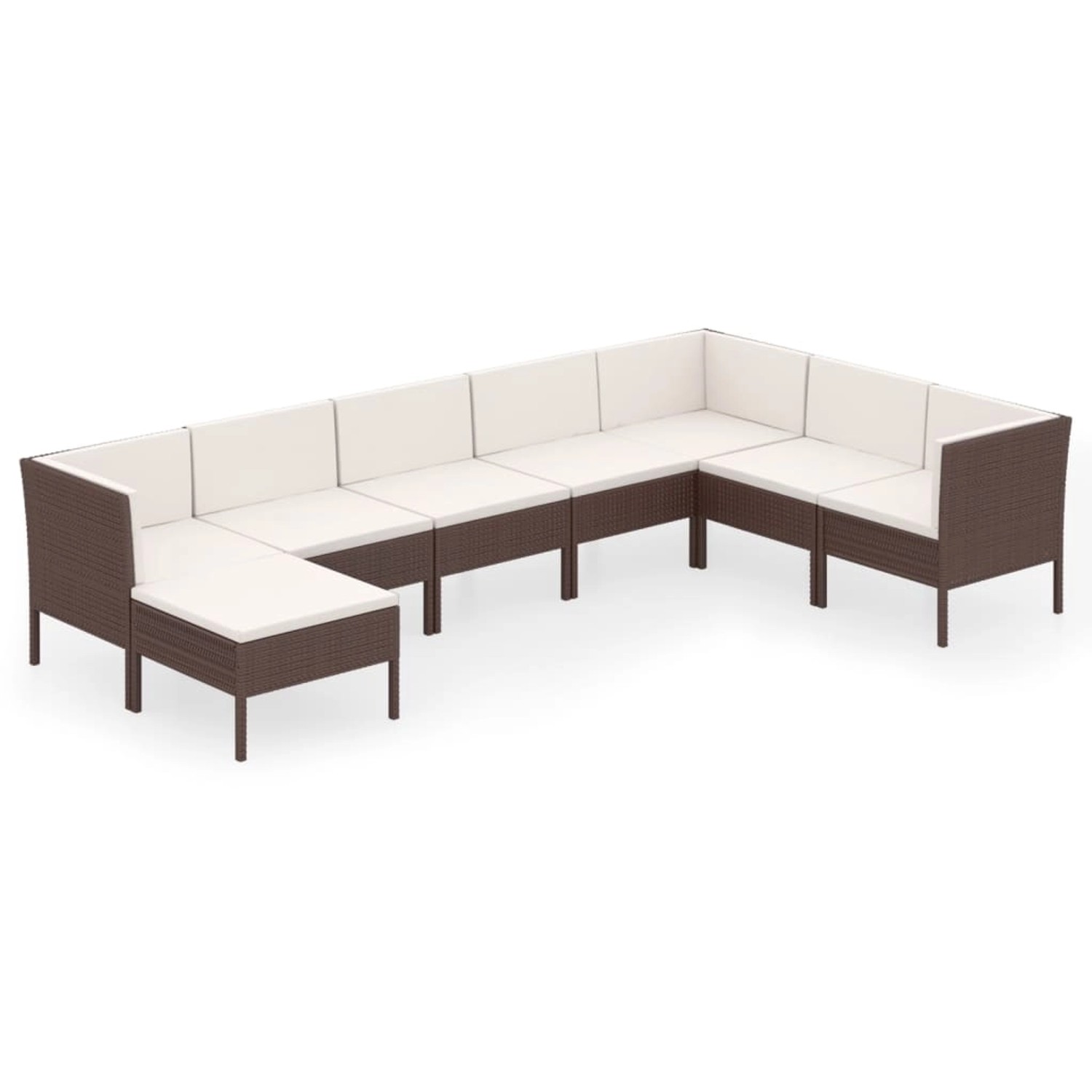 vidaXL 8-tlg Garten-Lounge-Set mit Auflagen Poly Rattan Braun Modell 22