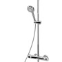 Verchromtes Schulte Duschsystem Rain mit runder Kopf- und Handbrause.