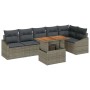 Graues 7-teiliges vidaXL Garten-Sofa-Set aus Rattan mit Tisch und Stauraum.