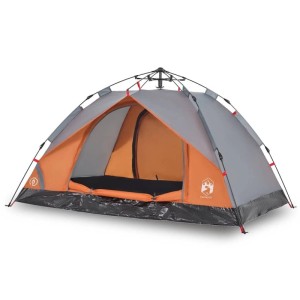 vidaXL Kuppel-Campingzelt 3 Personen Grau und Orange Quick Release 4004195