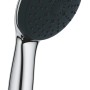 Grohe Vitalio Start Handbrause, Chrom, 3 Strahlarten, QuickFix. Runde Duschbrause mit schwarzer Brausefläche.