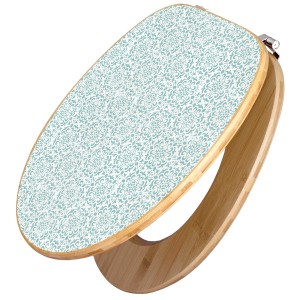 Banjado WC-Sitz aus Bambus mit blau-weißem Punktmuster, Universal Toilettendeckel