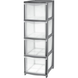 Tontarelli Schubladenbox Cover Line, anthrazit, mit 4 transparenten Schubladen. Ideal zur Aufbewahrung.