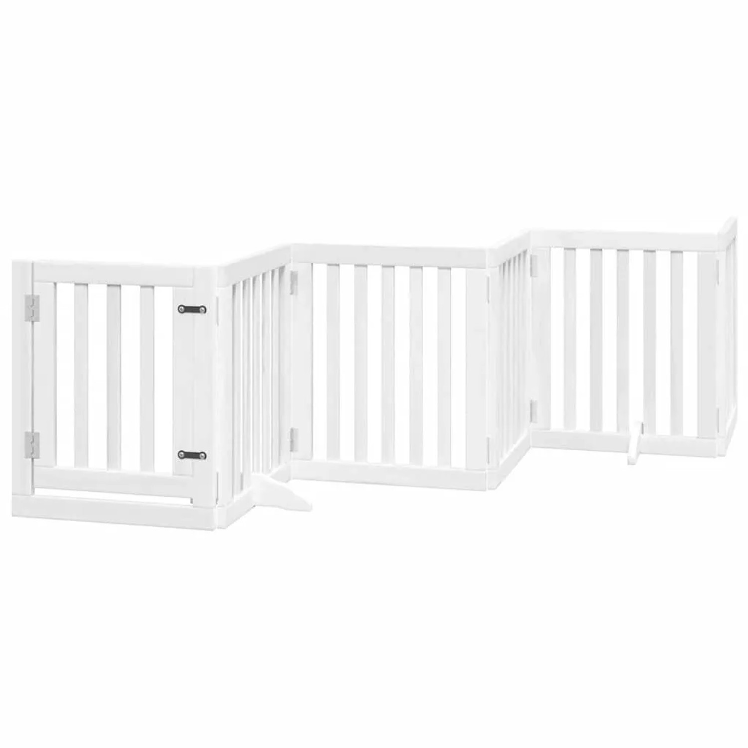 vidaXL 12 Tlg Hundetor mit Tür Faltbar Weiß 600 cm Pappelholz 3155648