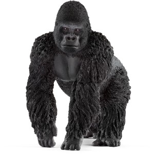 Detailgetreue Schleich Wild Life Gorilla Männchen Spielfigur, schwarzes Fell.