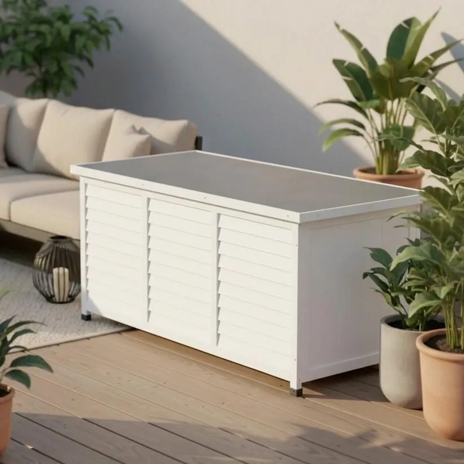 Bessagi Garden Kissenbox Biona Weiß aus Echtholz
