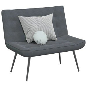 Dunkelgraue vidaXL Sitzbank aus Samt mit Kissen, 110x74x84 cm. Ideal als bequeme Wohnzimmerbank.