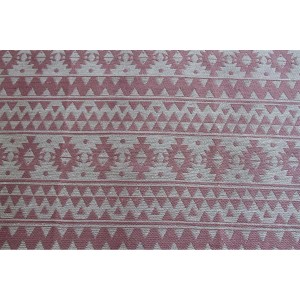 MeGusta Flachflor Teppich Luisa, Ø 120cm, Vintage Pink mit Ethno-Muster.