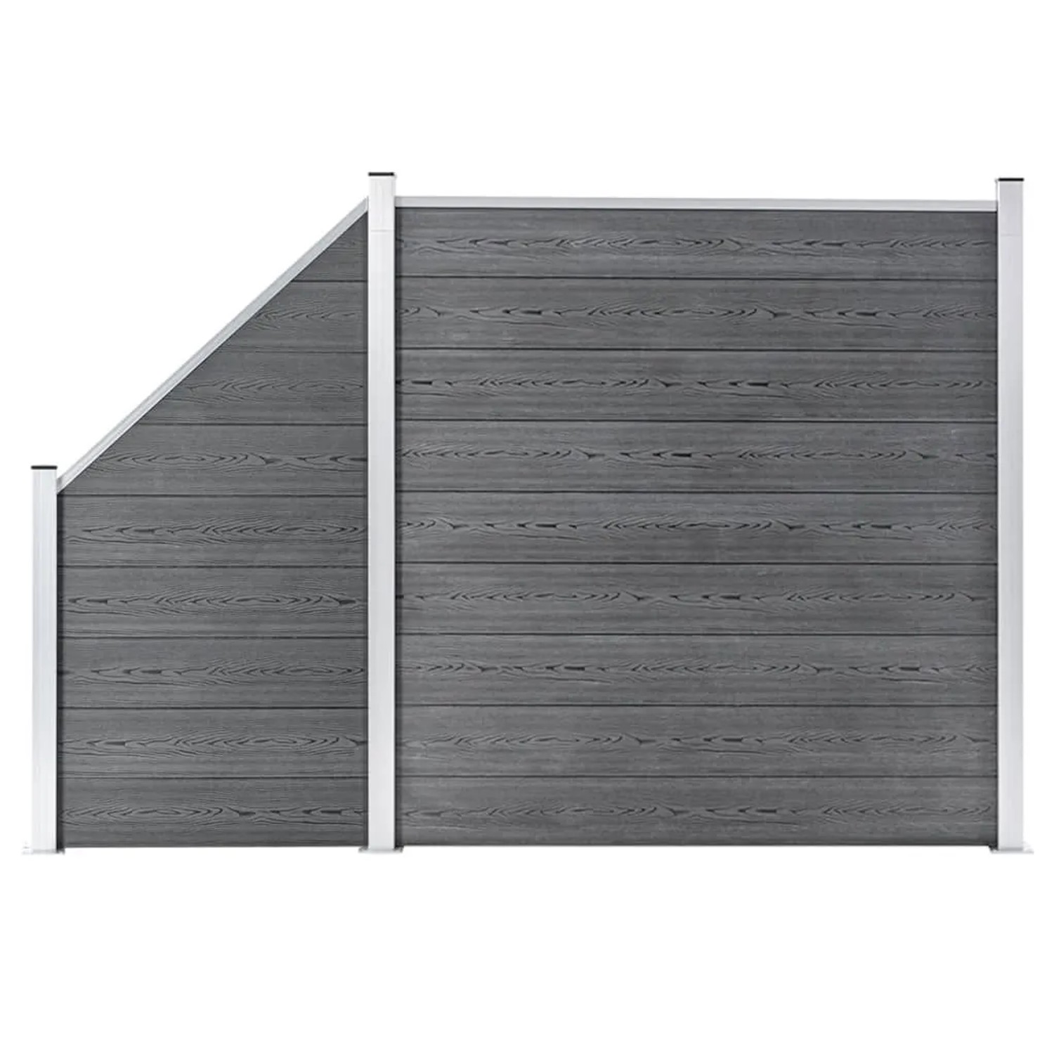 vidaXL WPC Zaun-Set 1 Quadrat + 1 Schräge 273x186 cm Grau 3054431