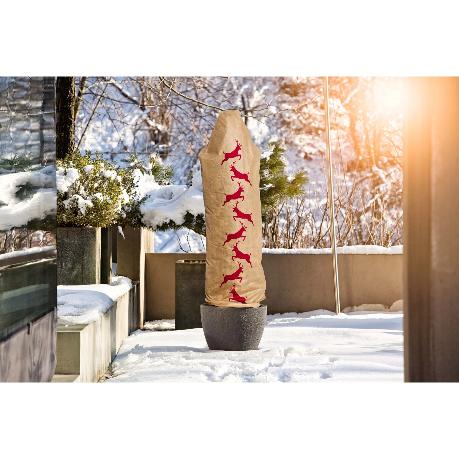 Windhager Winter-Vlieshaube Protect Hirsch, 0,6x1,8m, zum Schutz von Pflanzen vor Frost und Schnee.