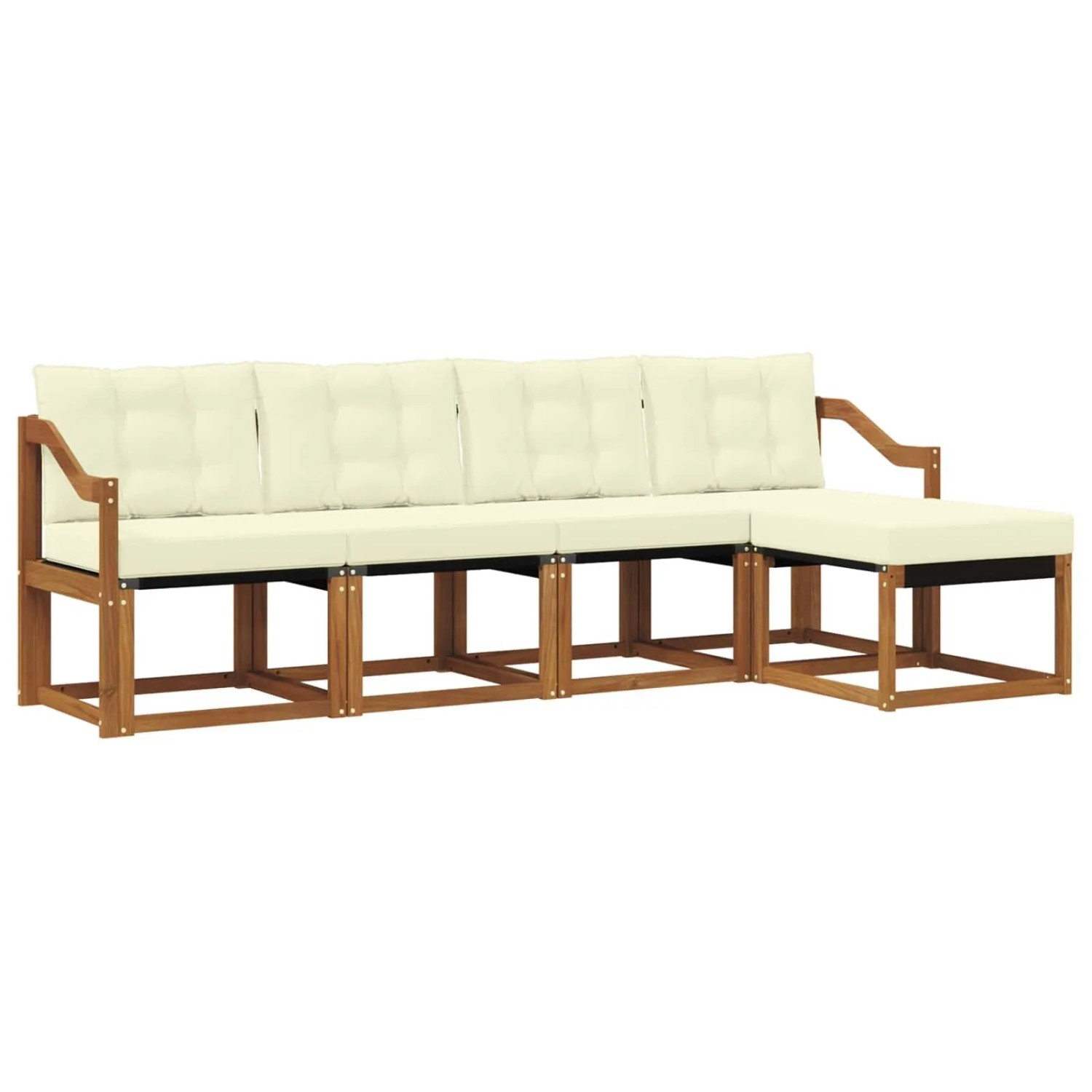 vidaXL Outdoor-Sofagarnitur mit Kissen 5-Tlg Natur und Creme 3368577