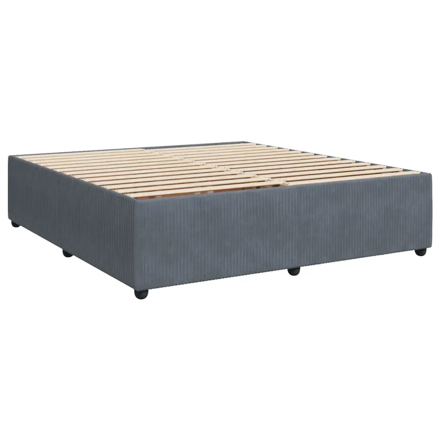 Boxspringbett vidaXL, dunkelgrau, 200x200 cm, Samt. Bettrahmen mit Lattenrost ohne Matratze.