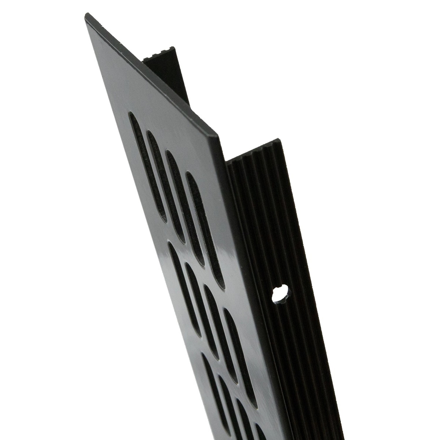 Anthrazitfarbenes MS Beschläge Lüftungsgitter (60x600mm) aus Aluminium zur Belüftung.