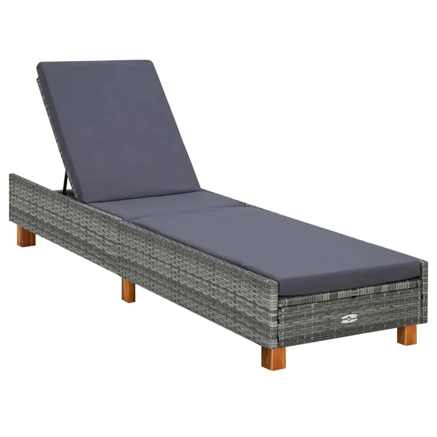 Furnicato Sonnenliege Mit Auflage Poly Rattan Grau