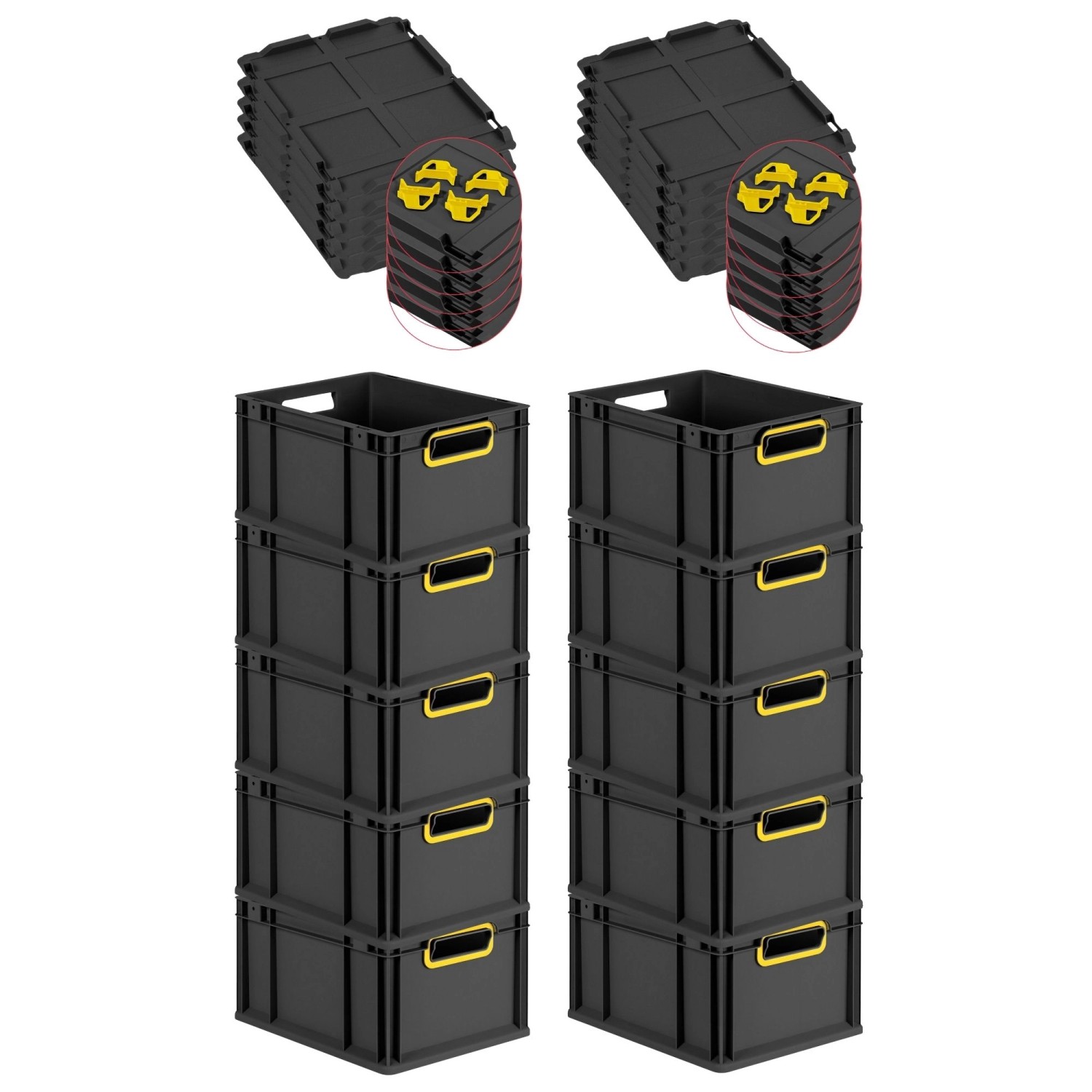PROREGAL SparSet 10x Eurobox Nextgen Color Mit Auflagedeckel HxBxT 22x30x40 günstig online kaufen