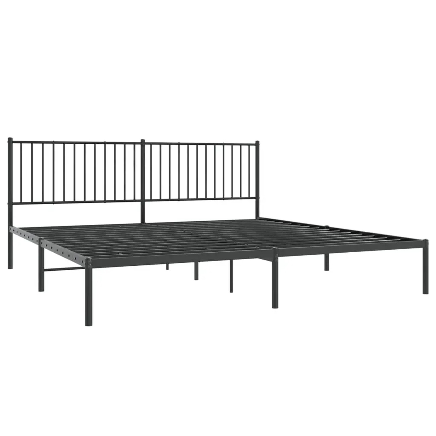 Schwarzes Metall Bettgestell mit Kopfteil, vidaXL, 193x203 cm. Modernes Design für Schlafzimmer.