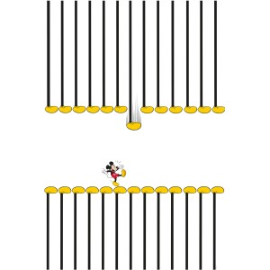 Komar Wandbild: Mickey Mouse auf Fußlinien, 50x70 cm. Dekoratives Bild für Kinderzimmer.