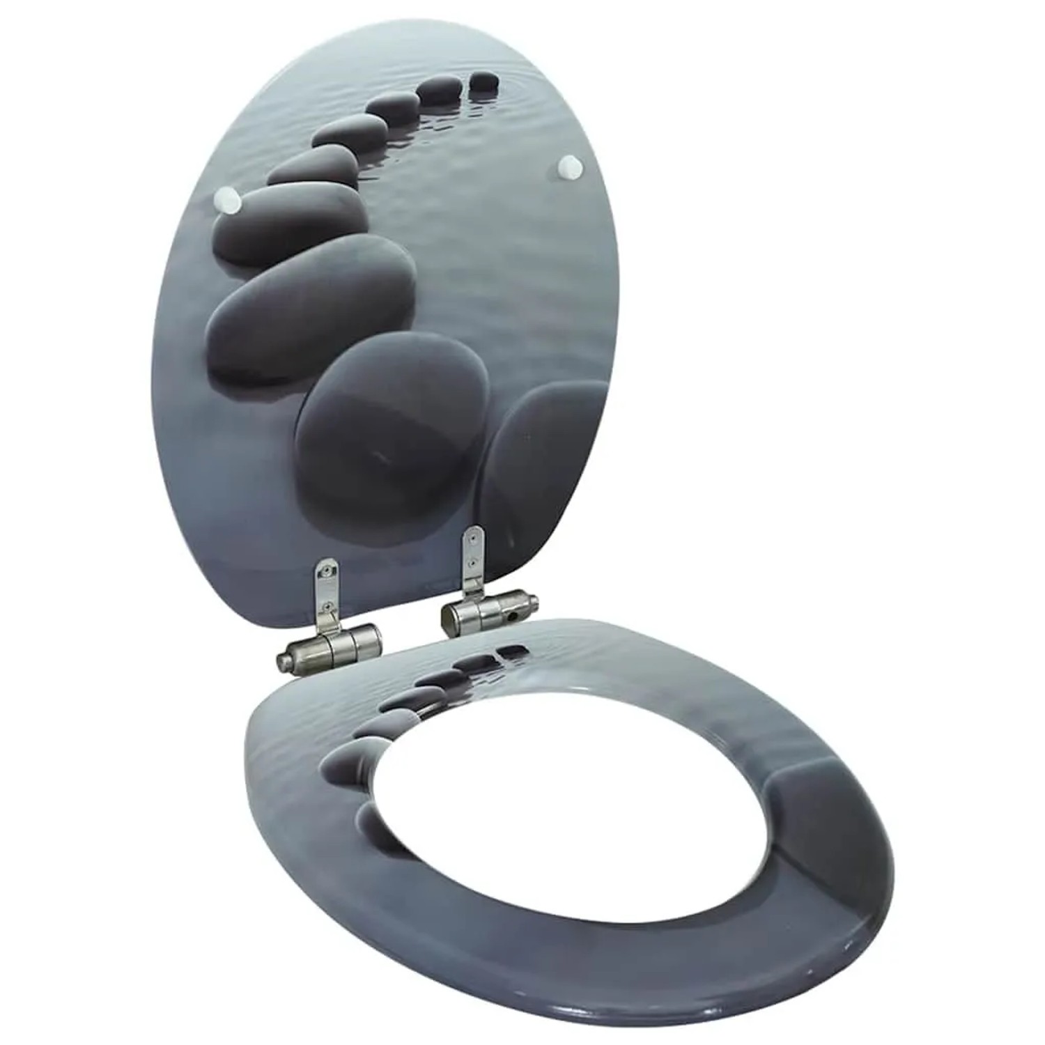 vidaXL Toilettensitz mit Soft-Close-Deckel MDF Stein-Design 143928