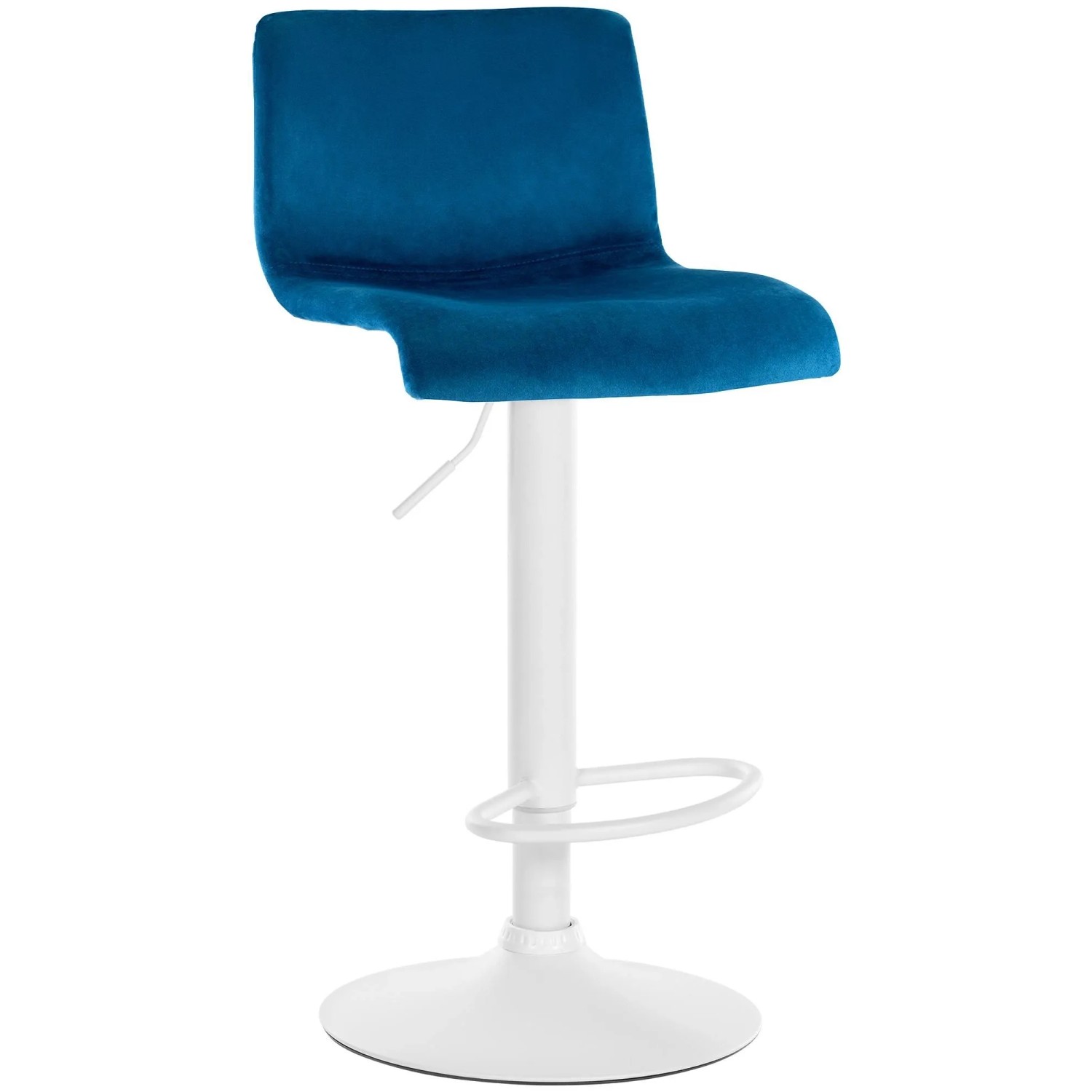 DELUKE Barhocker PESAN Samt Blau 39x36x83cm Weiß Barstuhl Höhenverstellbar Mit Lehne Drehbar Tresenhocker Tresenstuhl