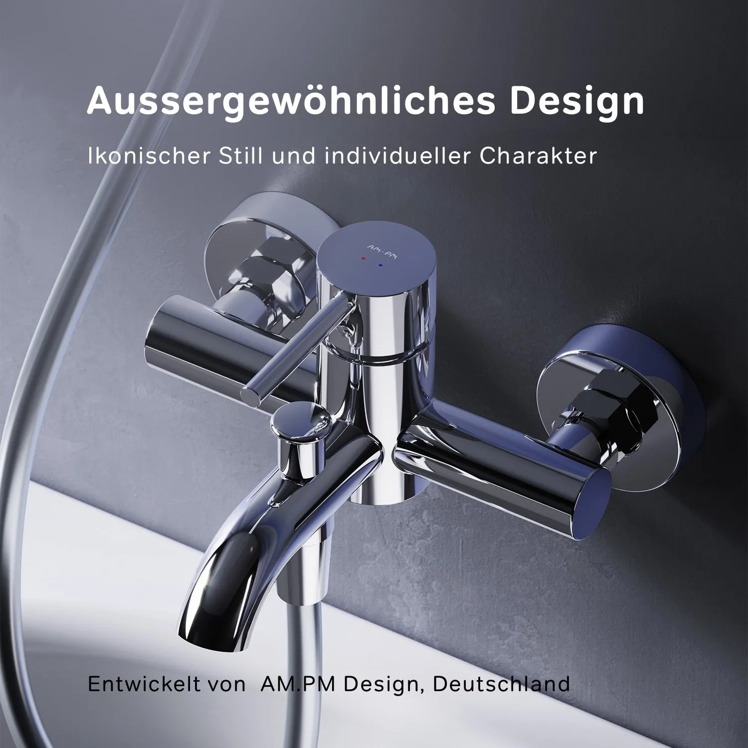 AM.PM Spike Wannenarmatur FPA10000, Aufputz, Chrom, Einhebelmischer für Bad und Dusche.