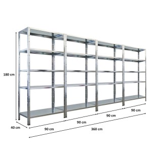 PROREGAL Mega Deal 4x Schwerlastregal Ares HxBxT 180x90x40cm Fachlast 125 kg Verzinkt