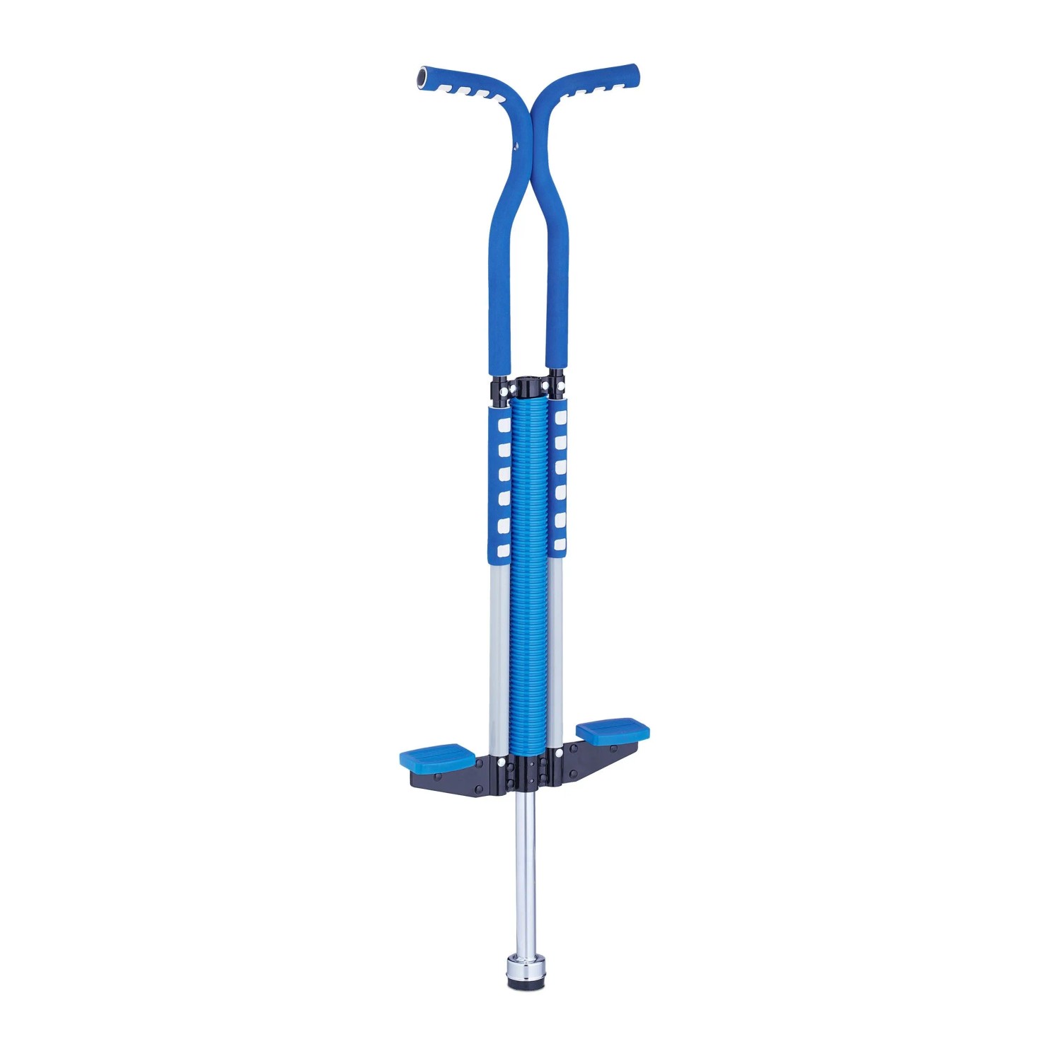 Relaxdays Pogo Stick Edelstahl Blau für Kinder 25-60 kg 103 cm x 29 cm x 6 cm