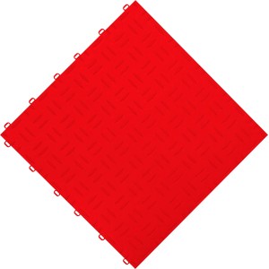 Rote Florco Kunststoff-Klickfliese mit Riffelblech-Optik, 40x40 cm, 6er-Pack. Holzfliese für Innenräume.