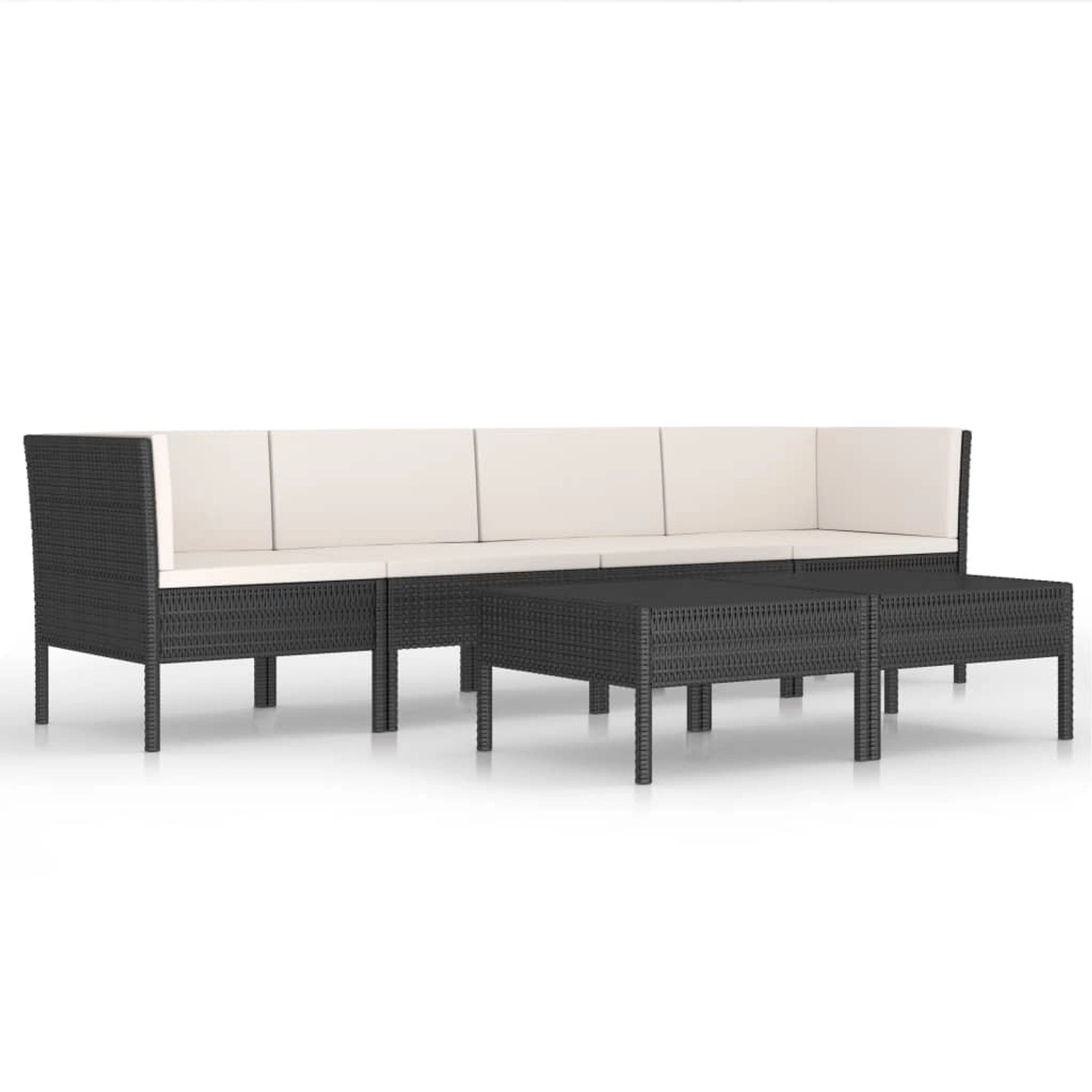 vidaXL 6-tlg Garten-Lounge-Set mit Auflagen Poly Rattan Schwarz Modell 3