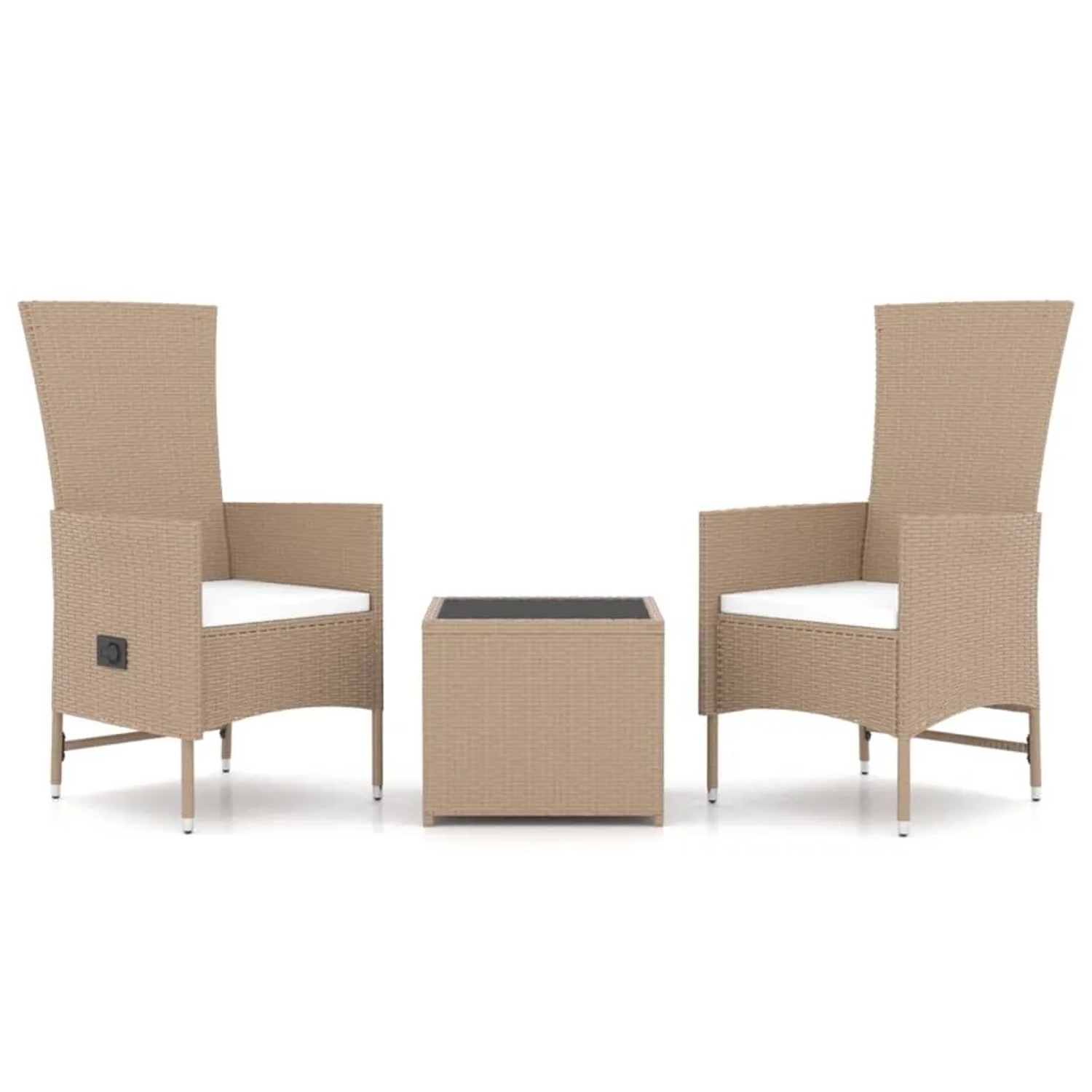 vidaXL 3-Tlg Garten-Lounge-Set Beige Poly Rattan Stahl 3157662