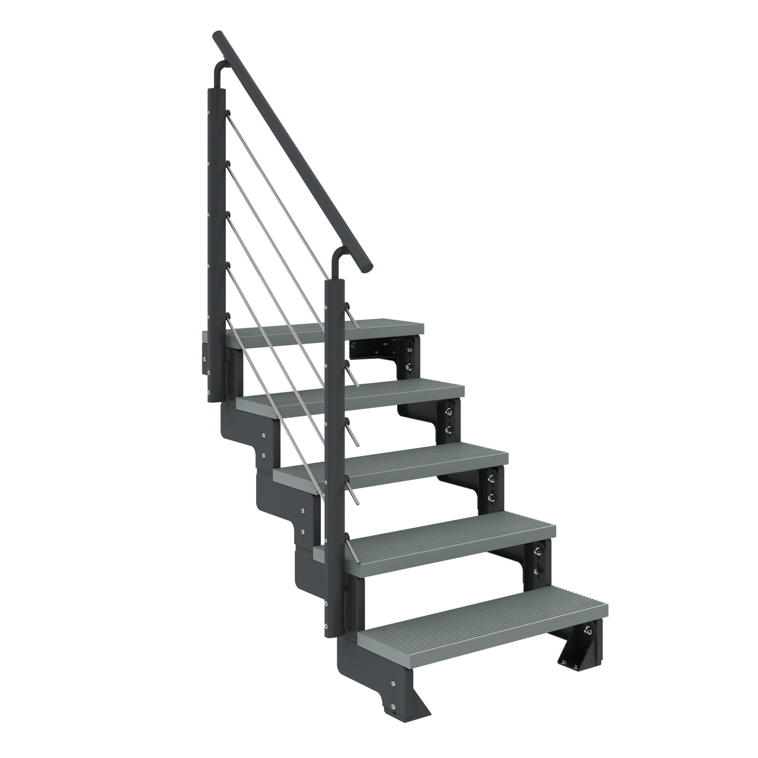 Dolle Außentreppe Gardentop Anthrazit 5 Stufen 80 cm Grau inkl. Geländer günstig online kaufen