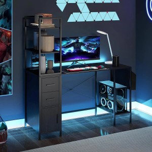 Costway Schreibtisch mit Ladestation & Led-Beleuchtung Schwarz