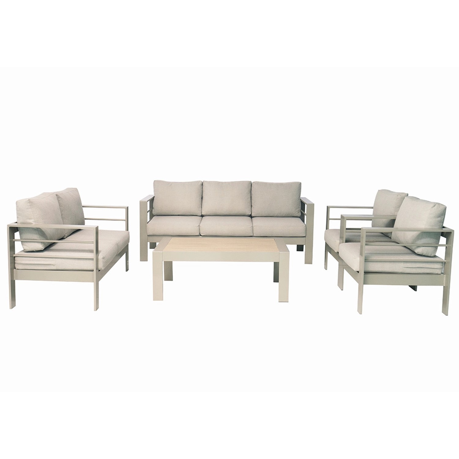 MeXo Gartenmöbel Set aus Aluminium Loungeset für 7 Personen Beige