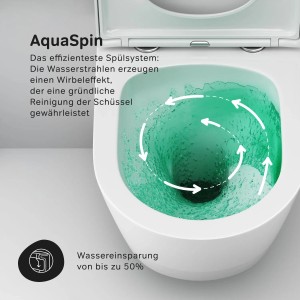 AM.PM Wand WC mit AquaSpin: Spülrandlose Hänge Toilette für moderne Bäder.