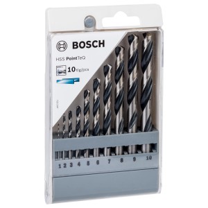 Bosch HSS Spiralbohrer-Set PointTeQ, 10-teilig (1-10 mm) im Kassetten-Set.
