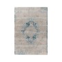 Blauer Kurzflor Teppich im Vintage Design mit orientalischem Muster, 120x170 cm.