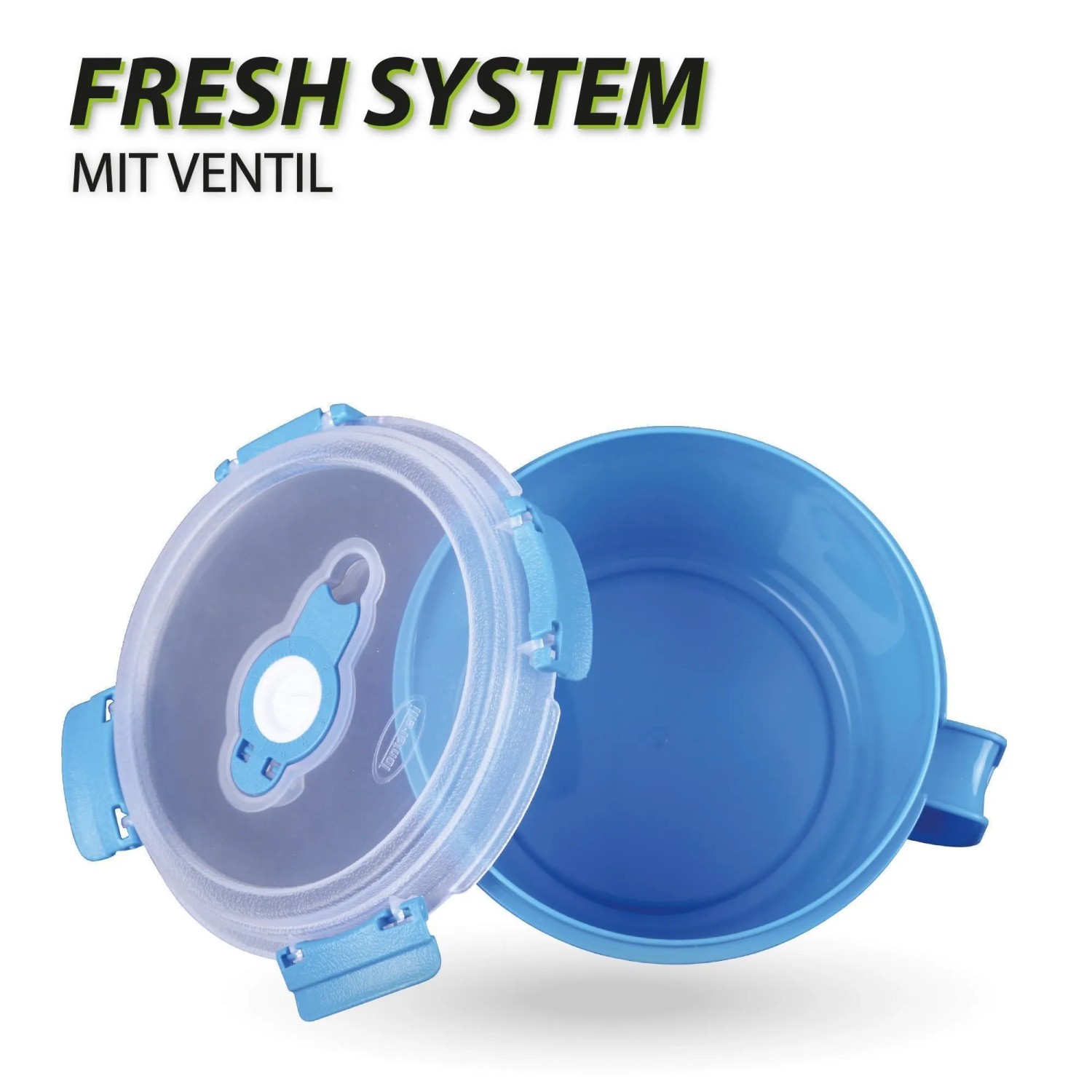 Blauer Bestlivings Frischhaltebox 0,85L mit Deckel, 4er Set. Vorratsdose für Frühstück.