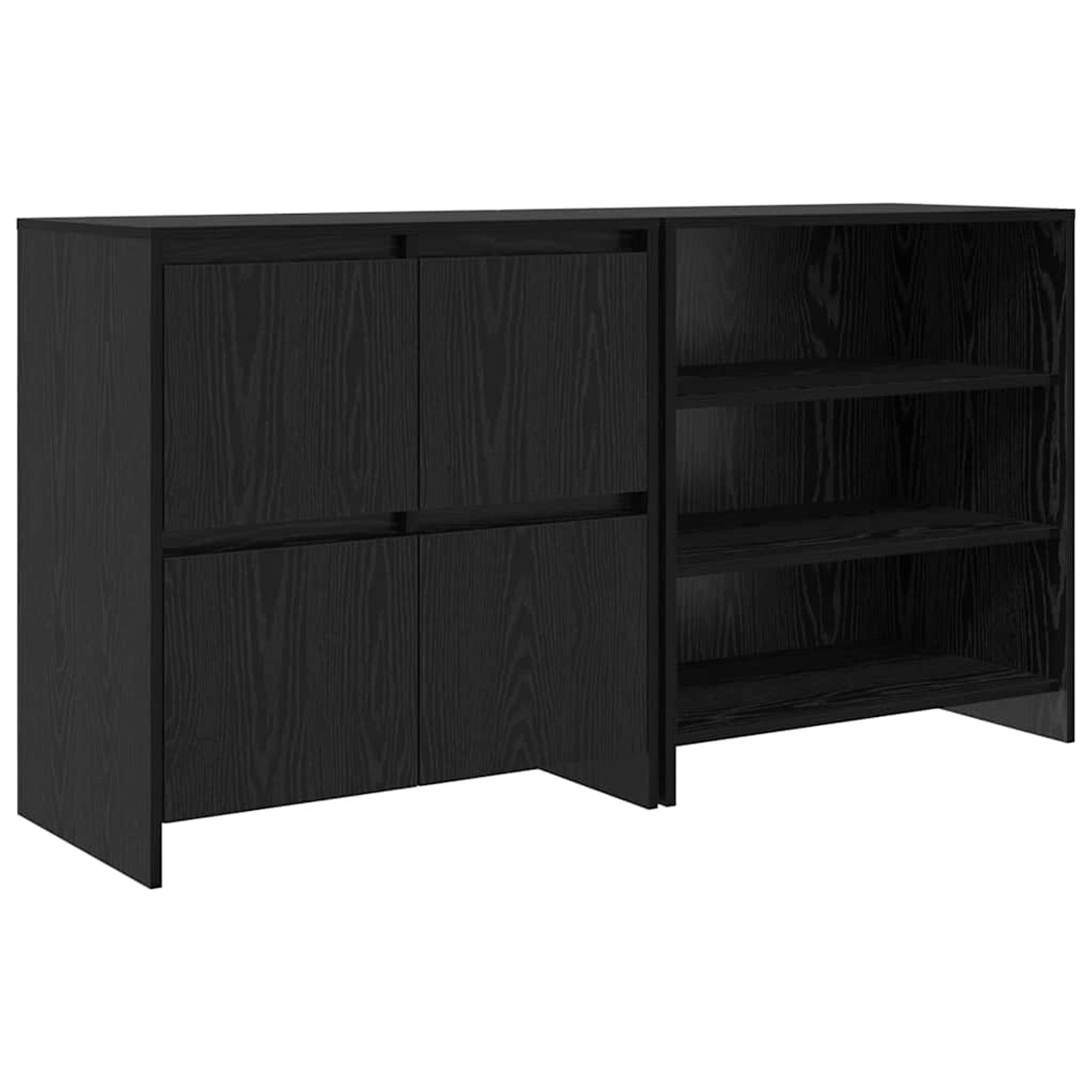 vidaXL Sideboards 2-Tlg Schwarz Eichen-Optik 70 x 41 x 75 cm 3393301