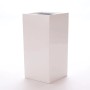 Eleganter, hochglanz-weißer Pflanzkübel Säule aus Fiberglas, 38x38x70cm, für Innen- und Außenbereich.