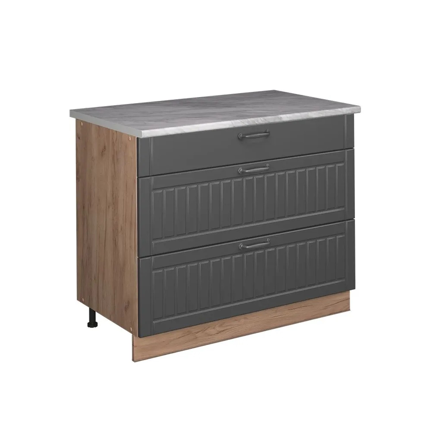 Vicco Küchenunterschrank Fame-Line Dunkelgrau/Goldkraft Eiche 100 x 82 AP Marmor Art Nr 62041