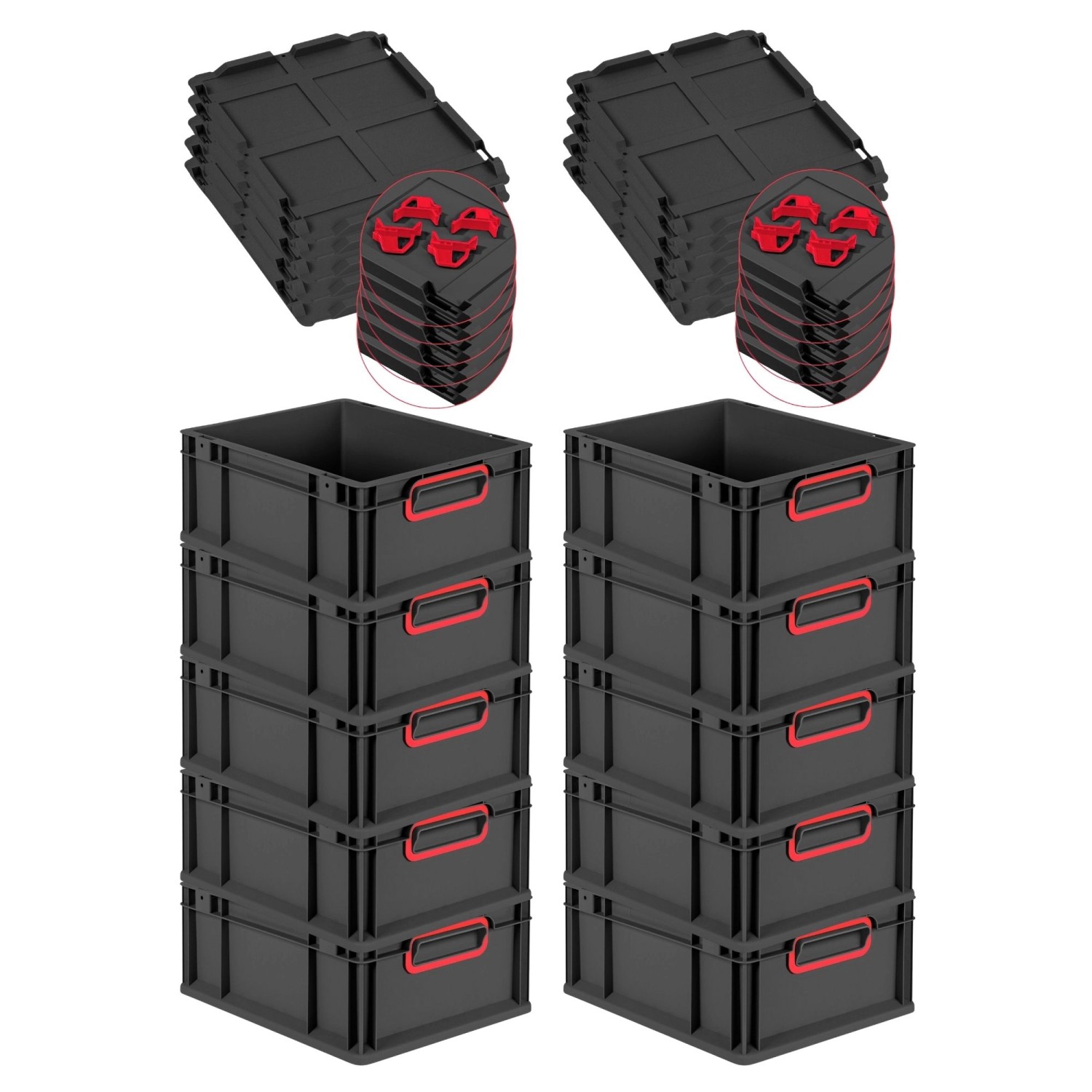 PROREGAL SuperSparSet 10x Eurobox Nextgen Color Mit Auflagedeckel HxBxT 17x günstig online kaufen