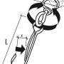 Conacord Simplex Karabinerhaken mit Wirbel, Stahl, 60mm, Schemazeichnung mit Maßangaben.