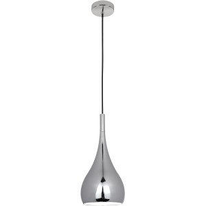 Chromfarbene Näve Pendelleuchte Drop, 1-flammig, aus Metall mit Textilkabel.